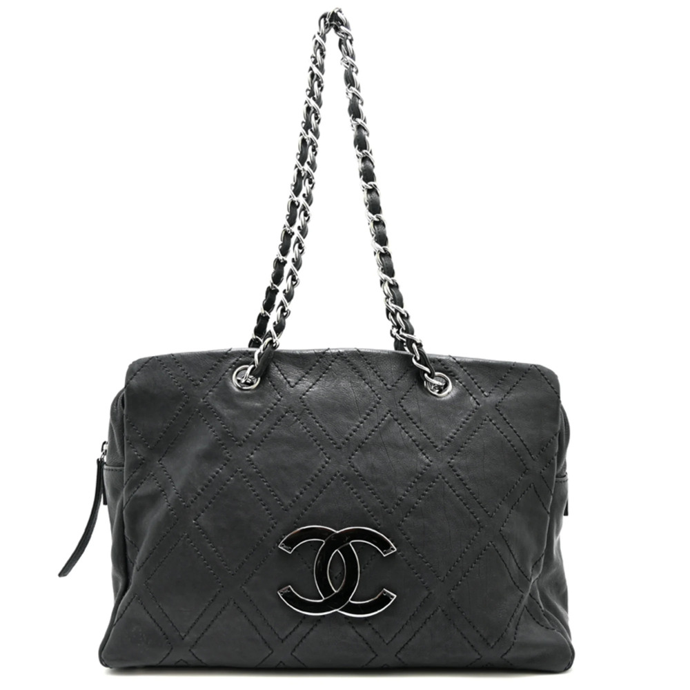 Chanel Diamond Stitch Chain Women's Shoulder Bag A32454 Calf Leather Black